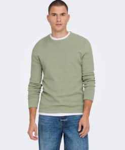 Only & Sons Panter Structure Knit Seagrass Green