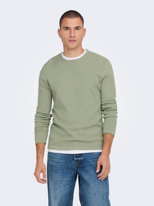 Only & Sons Panter Structure Knit Seagrass Green