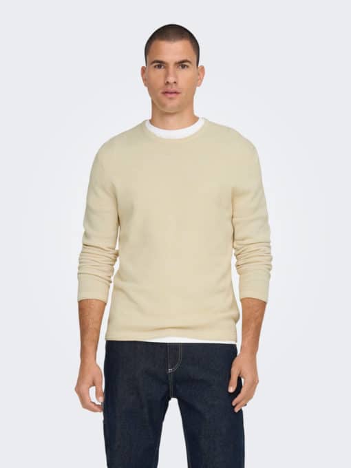 Only & Sons Panter Structure Knit Antique White