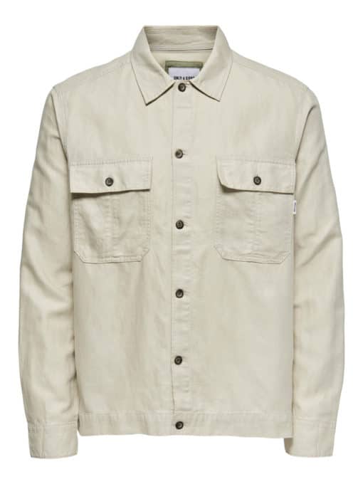 Only & Sons Kennet Linen Overshirt Grey