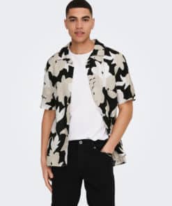 Only & Sons trev Aop Shirt Black