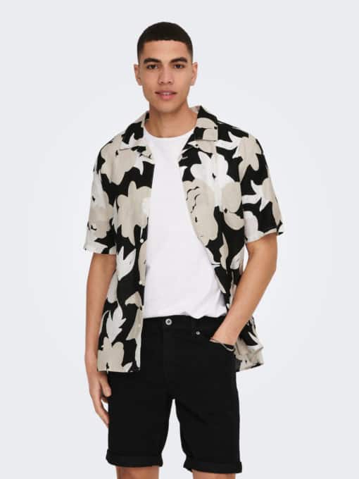 Only & Sons trev Aop Shirt Black