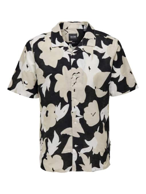 Only & Sons trev Aop Shirt Black
