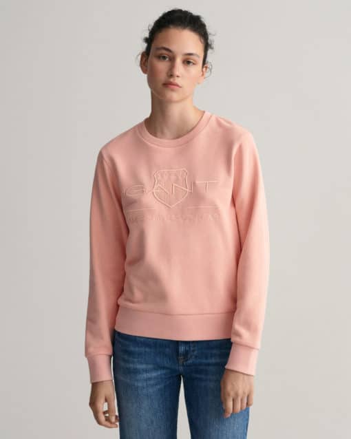 Gant Woman Tonal Shield C-Neck Sweat Guava Orange