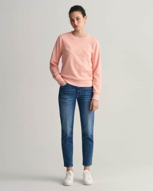 Gant Woman Tonal Shield C-Neck Sweat Guava Orange
