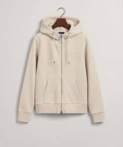 Gant Woman Tonal Archive Shield Zip Hoodie Putty