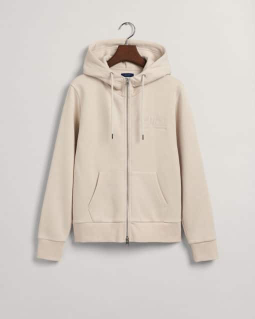 Gant Woman Tonal Archive Shield Zip Hoodie Putty