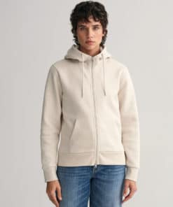 Gant Woman Tonal Archive Shield Zip Hoodie Putty