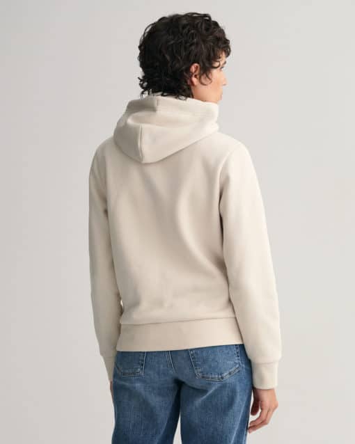 Gant Woman Tonal Archive Shield Zip Hoodie Putty