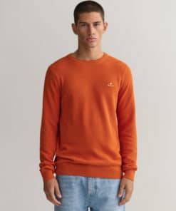 Gant Cotton Pique Sweater Pumpkin Orange