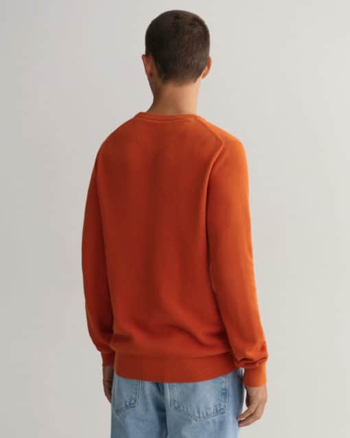 Gant Cotton Pique Sweater Pumpkin Orange