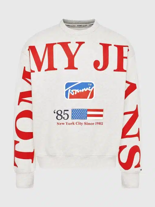 Tommy Jeans Comfort Fit Logo Sweatshirt Silver Grey Htr