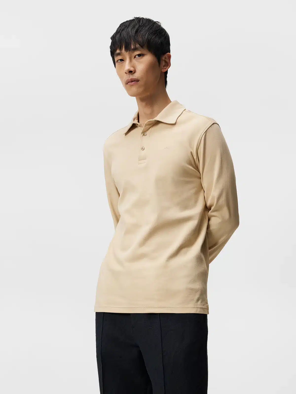 Buy J.Lindeberg Asher Long Sleeve Polo Shirt Safari Beige
