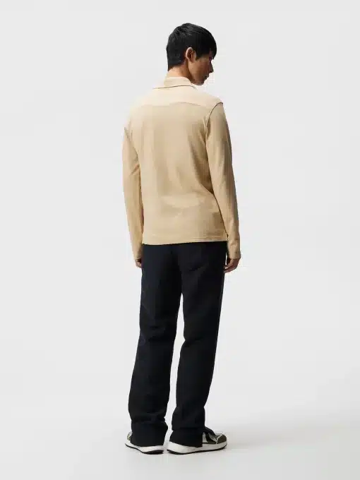 J.Lindeberg Asher Long Sleeve Polo Shirt Safari Beige