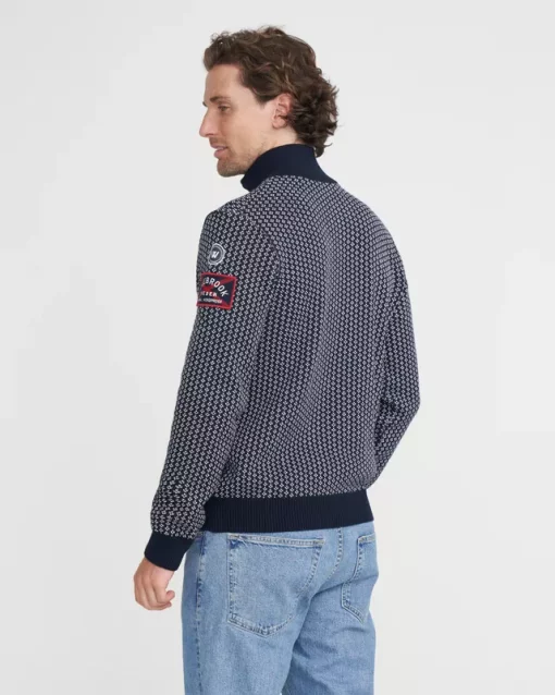 Holebrook Frej T-Neck Windproof Navy/Offwhite