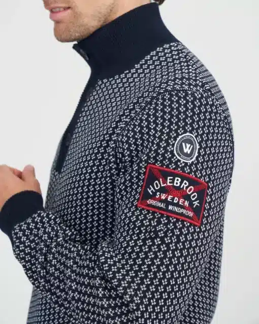 Holebrook Frej T-Neck Windproof Navy/Offwhite