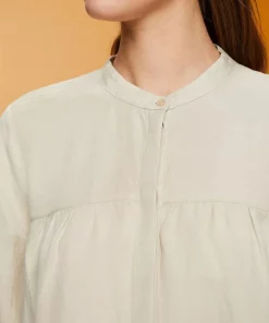 Esprit Linen Blend Blouse Light Taupe