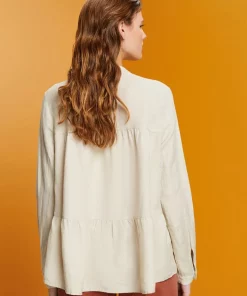 Esprit Linen Blend Blouse Light Taupe