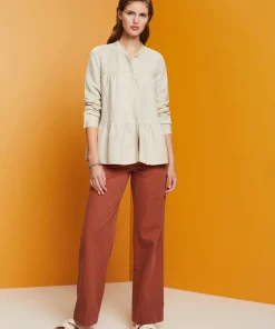 Esprit Linen Blend Blouse Light Taupe