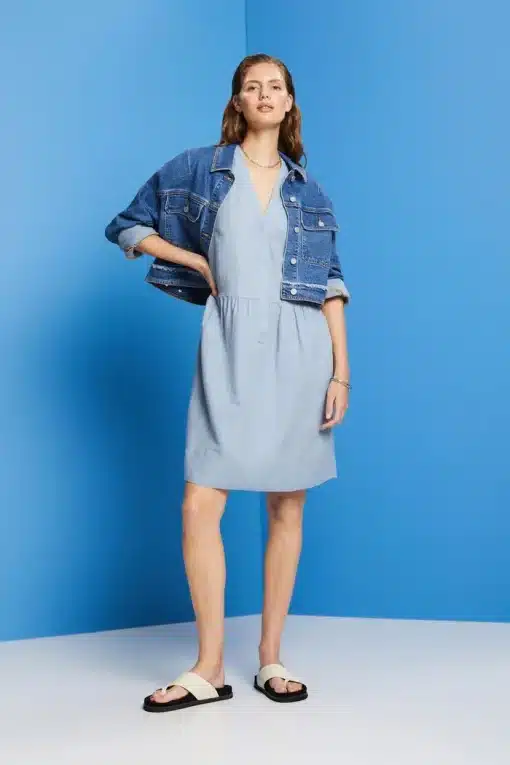 Esprit Linen Dress Light Blue Lavender