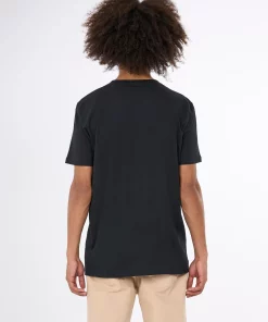Knowledge Cotton Apparel Big Owl Front Print T-shirt Black