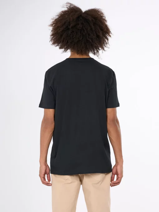 Knowledge Cotton Apparel Big Owl Front Print T-shirt Black