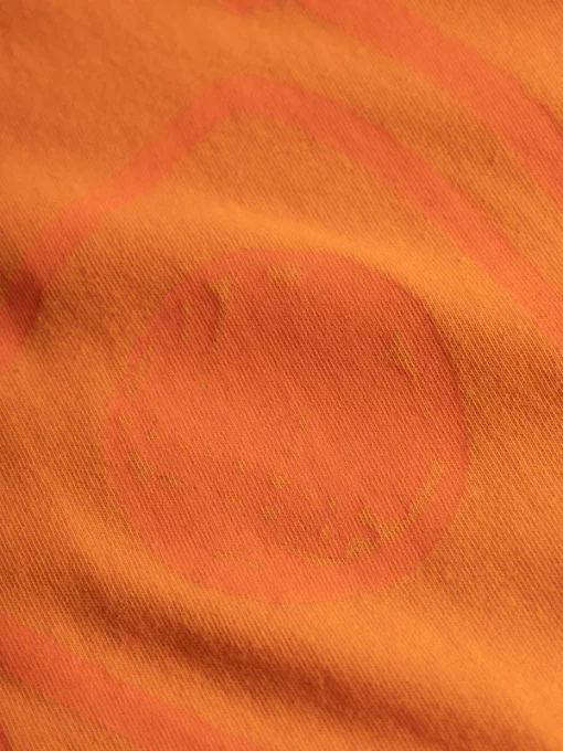 Knowledge Cotton Apparel Big Owl Front Print T-shirt Gusset Orange