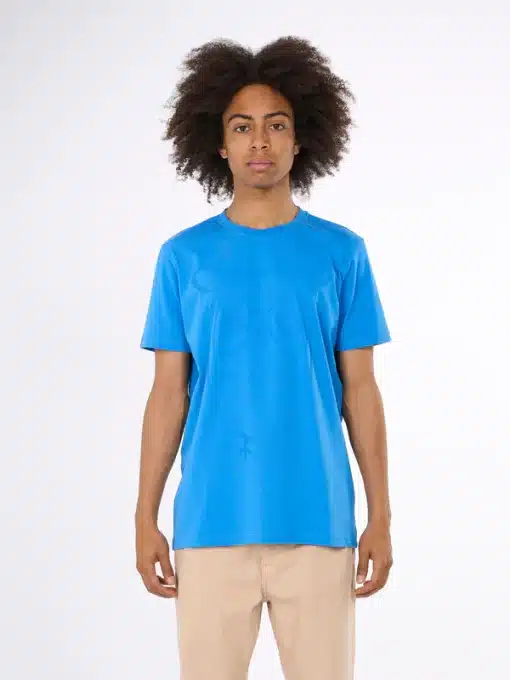 Knowledge Cotton Apparel Big Owl Front Print T-shirt Blue