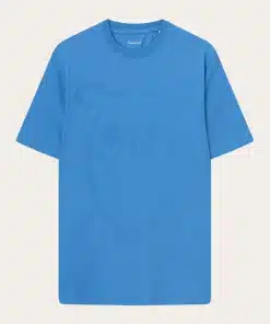 Knowledge Cotton Apparel Big Owl Front Print T-shirt Blue