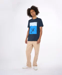 Knowledge Cotton Apparel Whale Front Print T-shirt Total Eclipse
