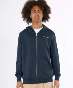 Knowledge Cotton Apparel Zip Hood Kangaroo Trademark Total Eclipse
