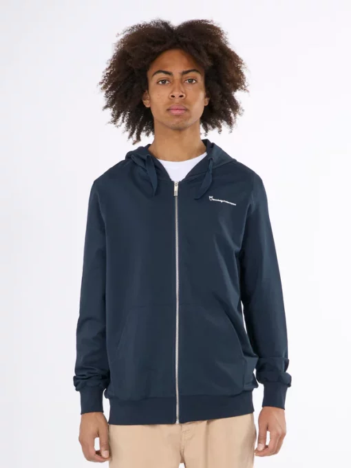 Knowledge Cotton Apparel Zip Hood Kangaroo Trademark Total Eclipse
