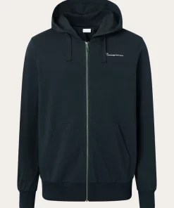 Knowledge Cotton Apparel Zip Hood Kangaroo Trademark Total Eclipse