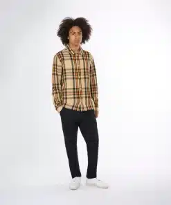 Knowledge Cotton Apparel Heavy Flannel Checkered Overshirt Green Check
