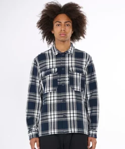 Knowledge Cotton Apparel Checkered Overshirt Navy Check