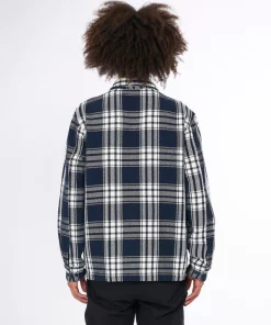 Knowledge Cotton Apparel Checkered Overshirt Navy Check