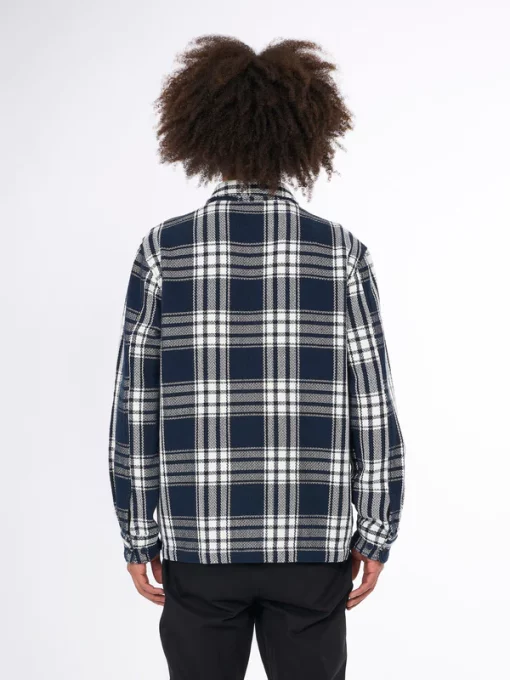 Knowledge Cotton Apparel Checkered Overshirt Navy Check