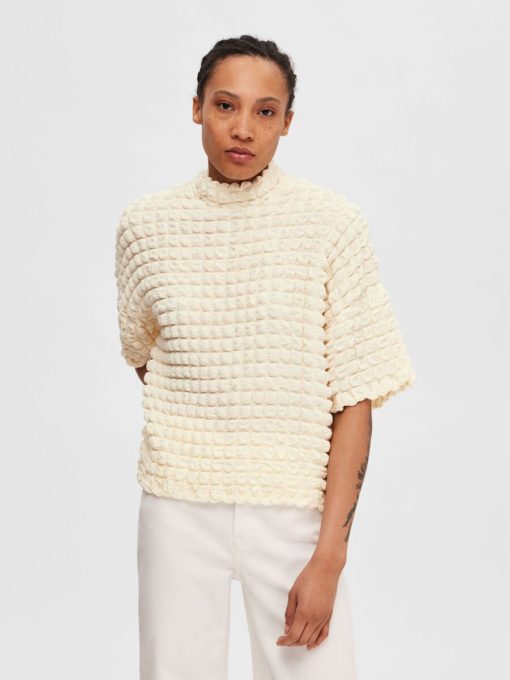 Selected Femme Monika High Neck Top Snow White