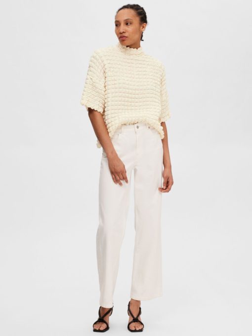 Selected Femme Monika High Neck Top Snow White