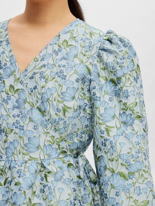 Selected Femme Aliana Jaquard Dress Blue Heron