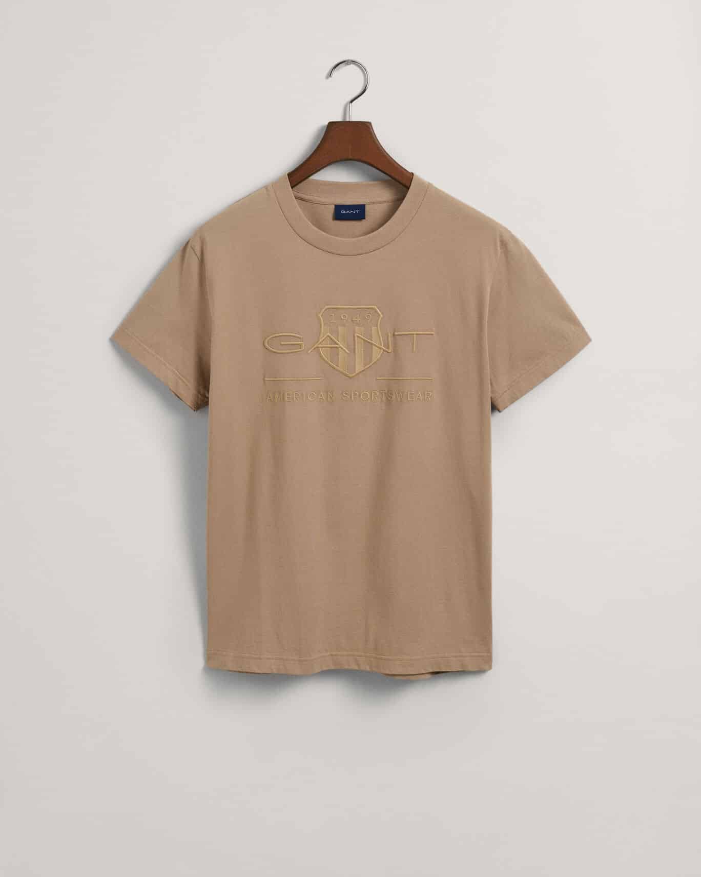 Buy Gant Tonal Archive Shield T-shirt Concrete Beige
