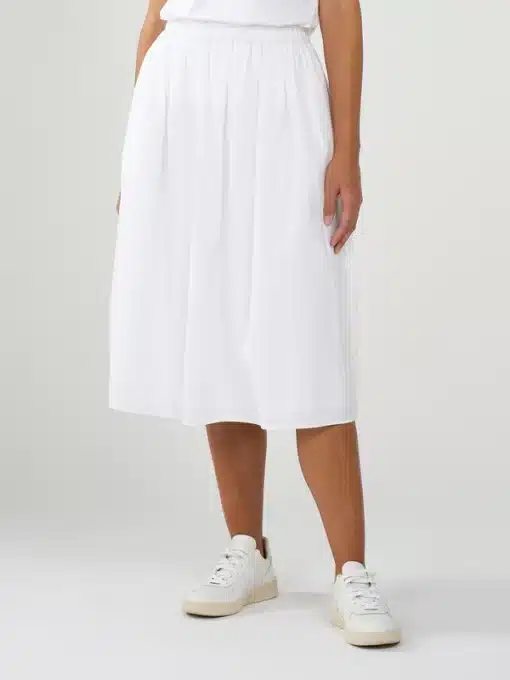 Knowledge Cotton Apparel Poplin Elastic Waist Skirt Bright White