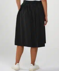 Knowledge Cotton Apparel Poplin Elastic Waist Skirt Black Jet