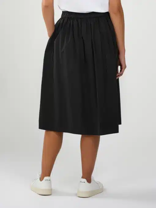 Knowledge Cotton Apparel Poplin Elastic Waist Skirt Black Jet