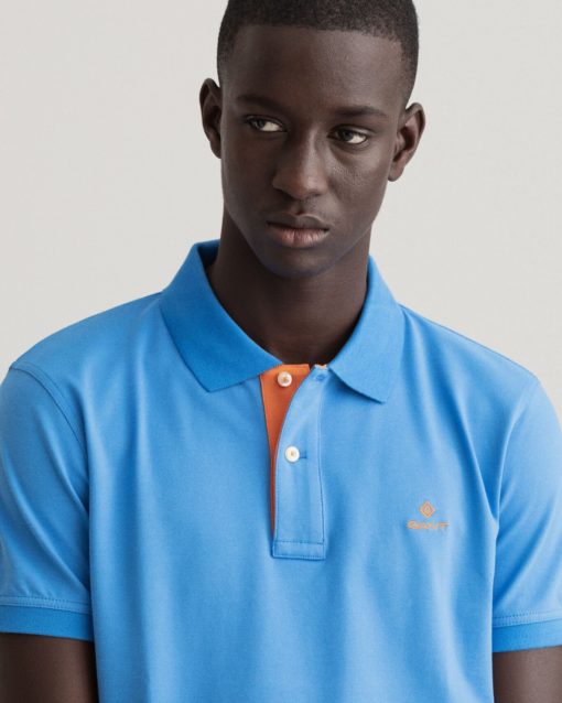 Gant Contrast Collar Pique Day Blue