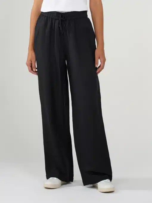 Knowledge Cotton Apparel Linen Mix Pants Black Jet