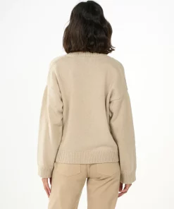 Knowledge Cotton Apparel V-Neck Long Sleeved Cotton Knit Nature Melange