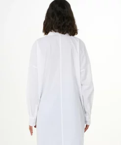Knowledge Cotton apparel Poplin Dropped Shoulder Shirt Dress Bright White