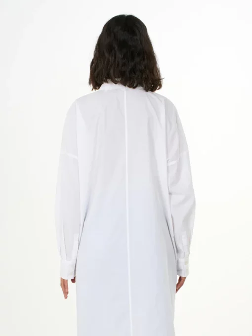 Knowledge Cotton apparel Poplin Dropped Shoulder Shirt Dress Bright White
