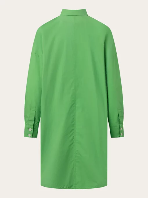 Knowledge Cotton apparel Poplin Dropped Shoulder Shirt Dress Vibrant Green